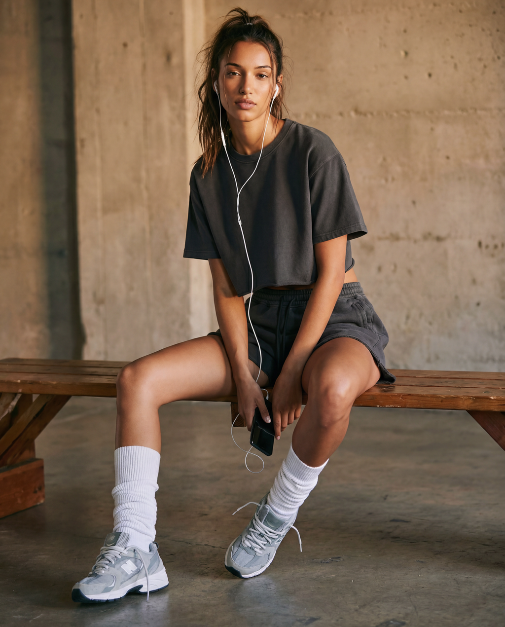 "Night Sessions" - Snow Washed Raw Edge Crop Top