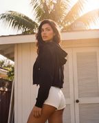 "Night Sessions" - Essential Cropped Zip-Up Hoodie