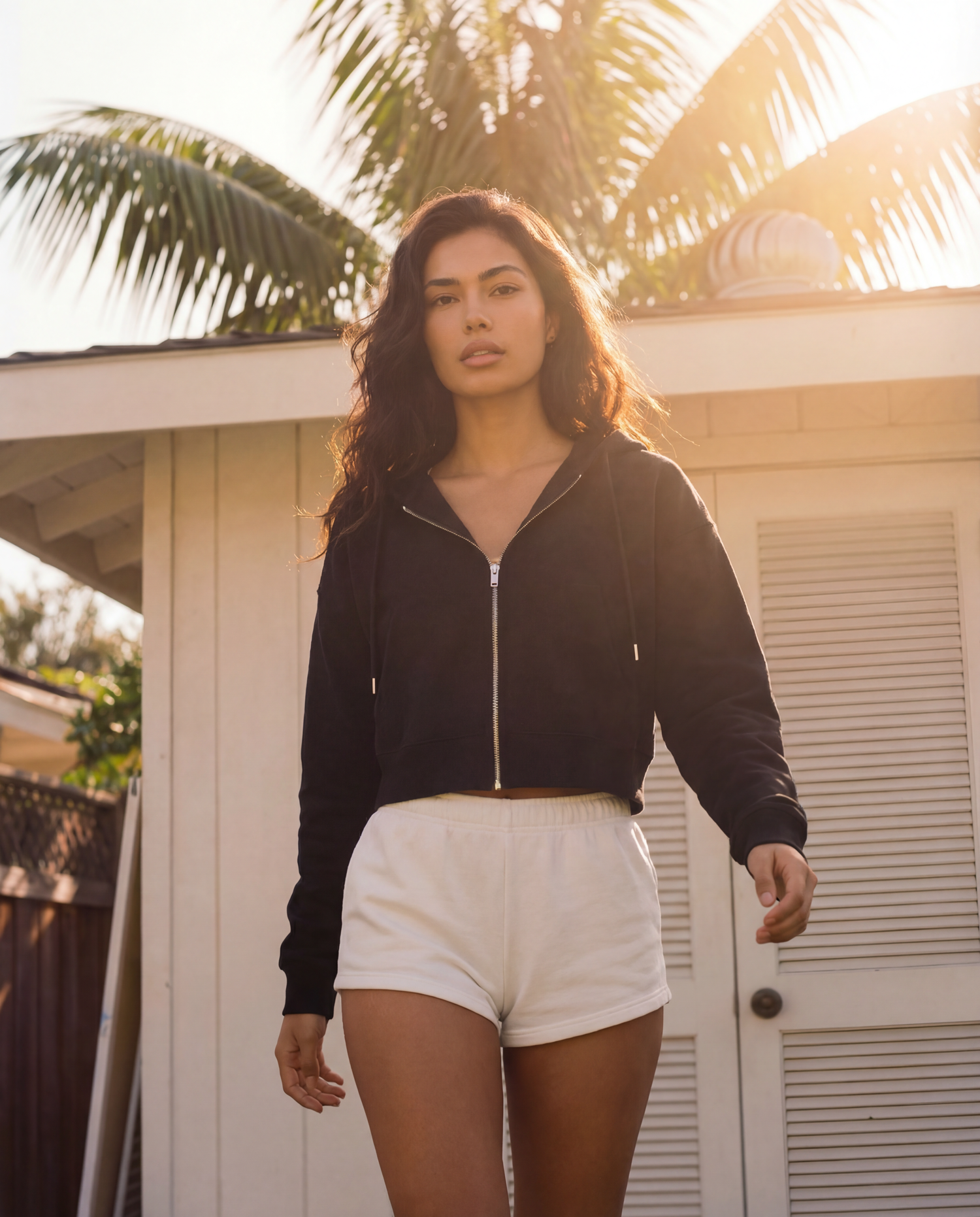 "Night Sessions" - Essential Cropped Zip-Up Hoodie