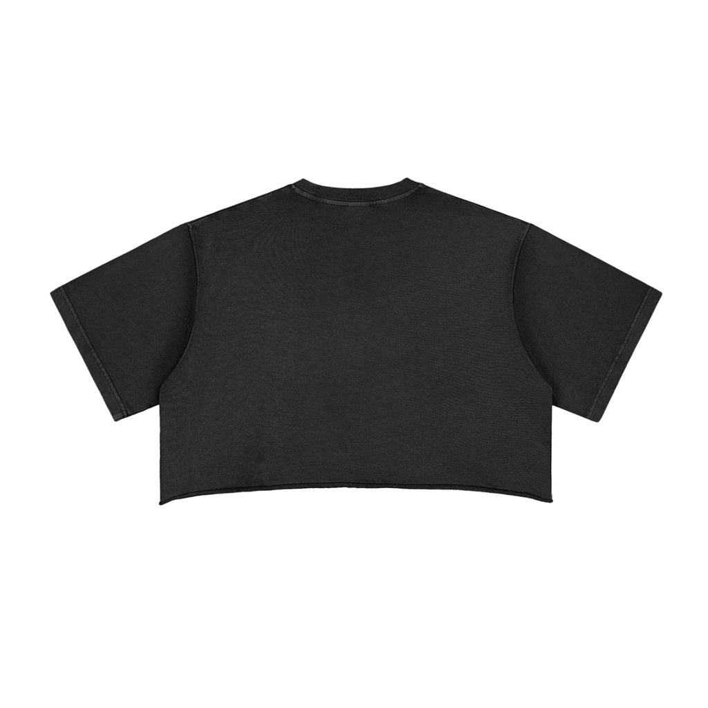 "Night Sessions" - Snow Washed Raw Edge Crop Top